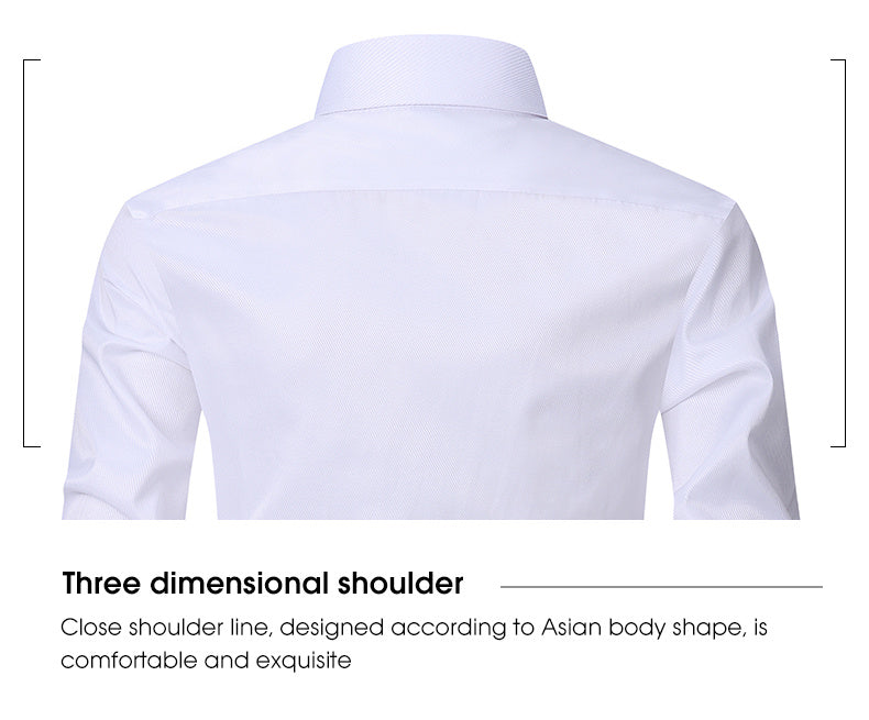 Men'S Slim-Fit Stretch Formal Shirt, Light Business Lapel Long Sleeve Shirt, Men'S Business Shirt Wrinkle-Resistant and Durable Solid Color Formal Long Sleeve Shirt with Buttons and Pockets Suitable for Work, Commuting, Datin -
