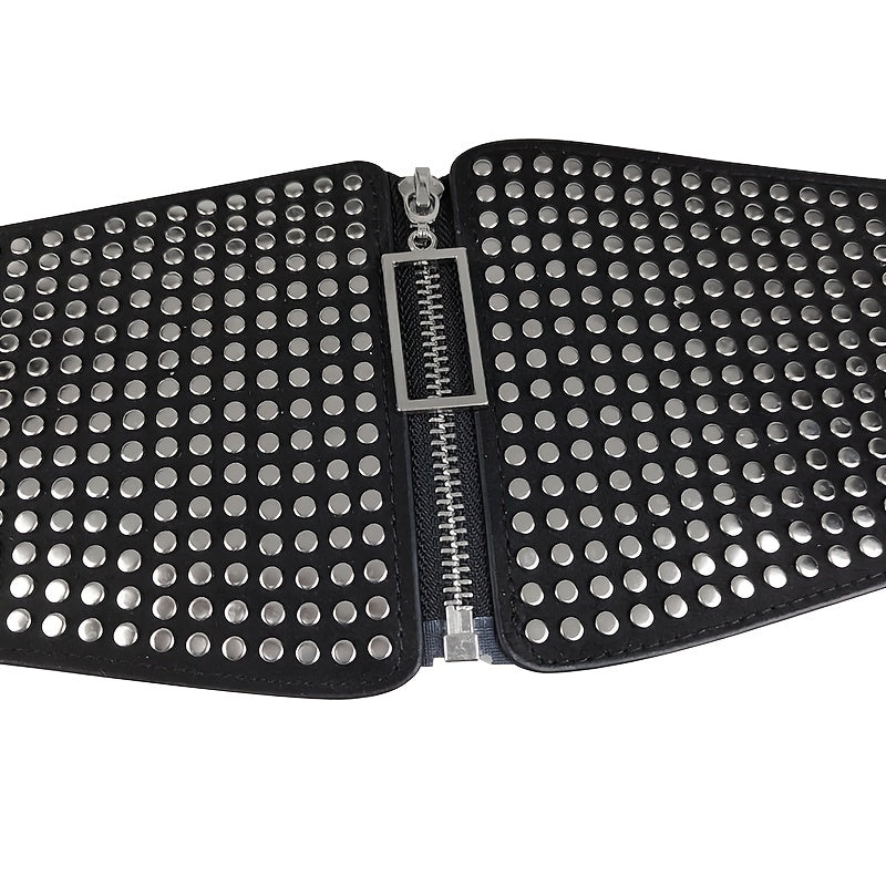 Wide Elastic Studded Belt Female Waist Gothic Plus Size Stretch Girdle Ladies Long Belts For Women Corset Waistband -