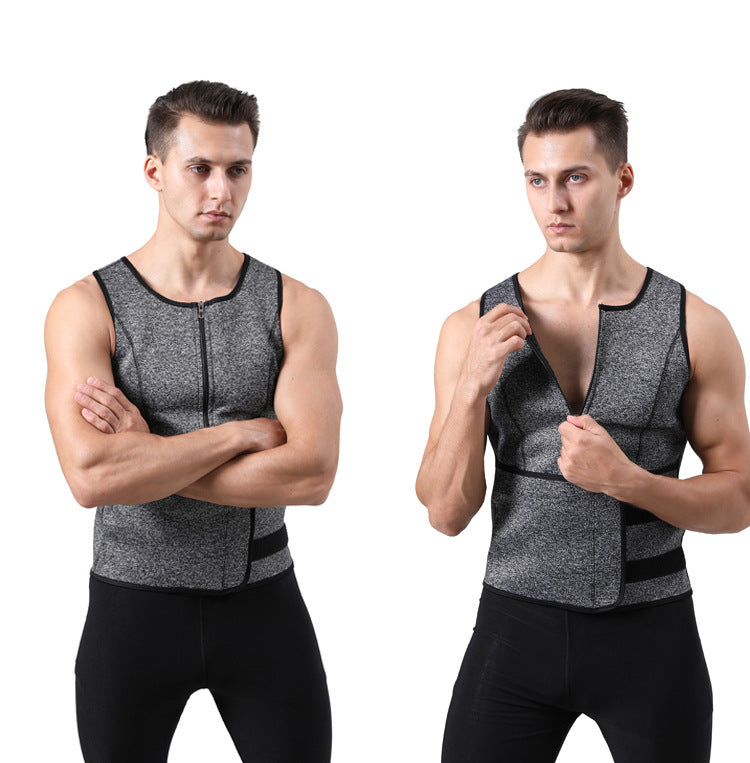 Optimize your workout with this men's adjustable compression tank top and waist trainer set! -