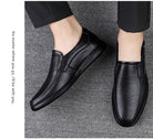 Step into comfort and safety with these men's genuine leather slip-on, slip-resistant shoes! -