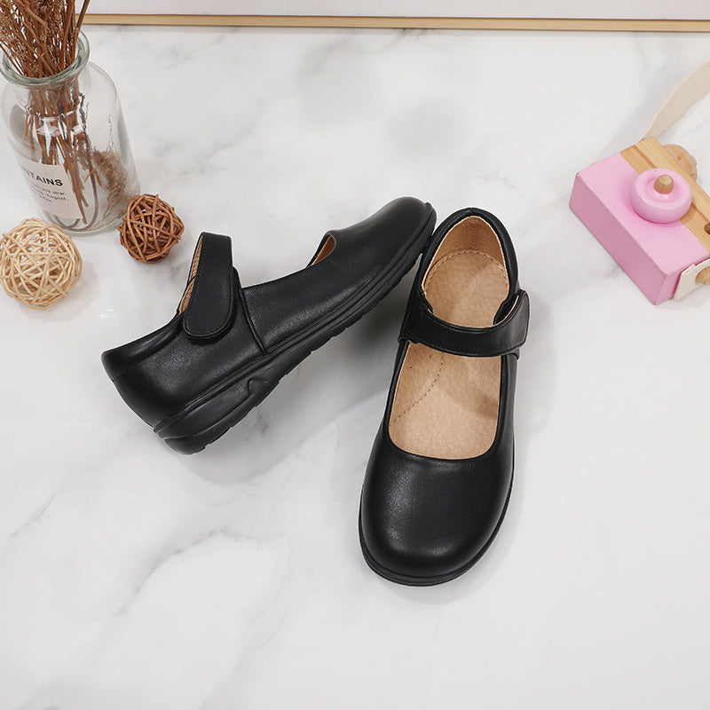 Girls' Black Mary Jane Shoes with Bow Detail - Non-Slip Synthetic Faux, Ideal for Performances & School Uniforms -