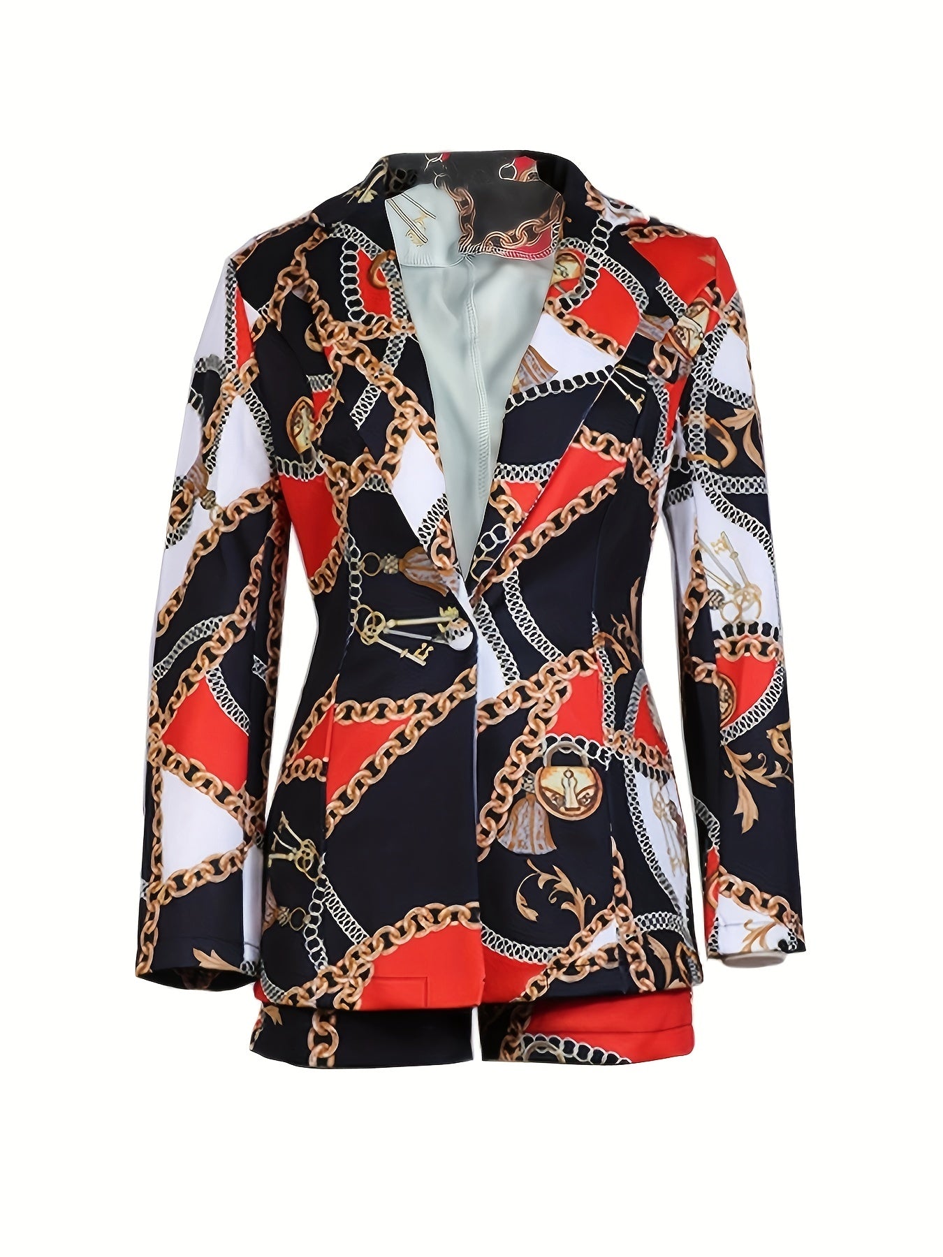 Get ready to slay in this women's fitted crop pants and blazer set - a stylish and coordinated look in 2 pieces! -