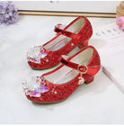 Girls' Elsa Princess High Heel Pumps - Sparkling Glitter Block Heel Shoes with Floral Embellishments, Lightweight Faux Cover for Spring & Fall, Weddings, Parties, Casual Wear, Shoes for Girls, Wedding Guest Shoes, Elegant Sho -