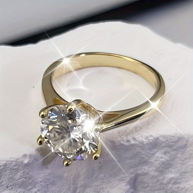 Sparkle bright with this women's one-carat silver moissanite ring! -