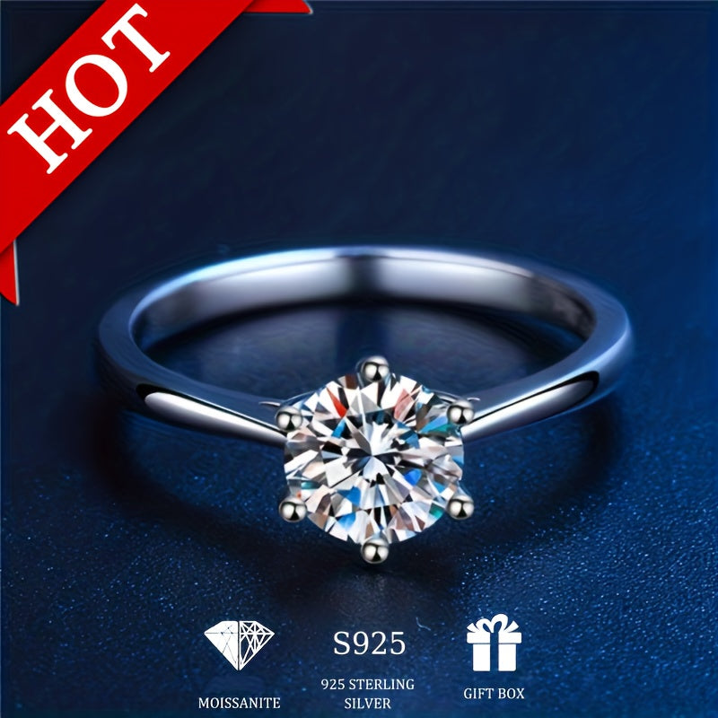 Sparkle bright with this women's one-carat silver moissanite ring! -