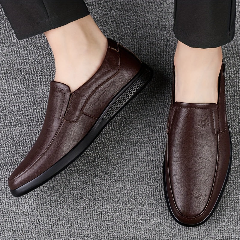 Step into comfort and safety with these men's genuine leather slip-on, slip-resistant shoes! -