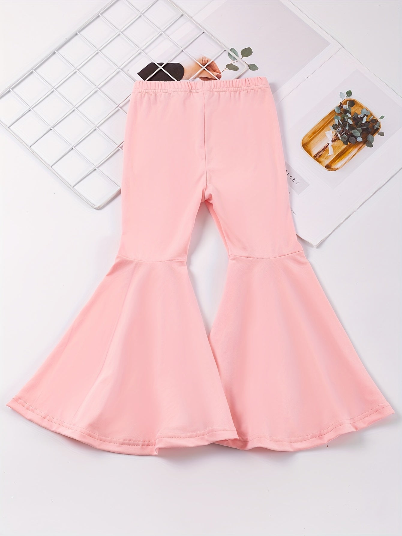 Girls' High-Waisted Flared Pants - Stretchy Bell-Bottoms, Non-Belted Waist, for Dance, Everyday & Formal Events - Spring/Fall Pants for Girls - Easy-Care Outfit, Dance Attire, Non belted Design, Comfortable Fit, Perfect for O -