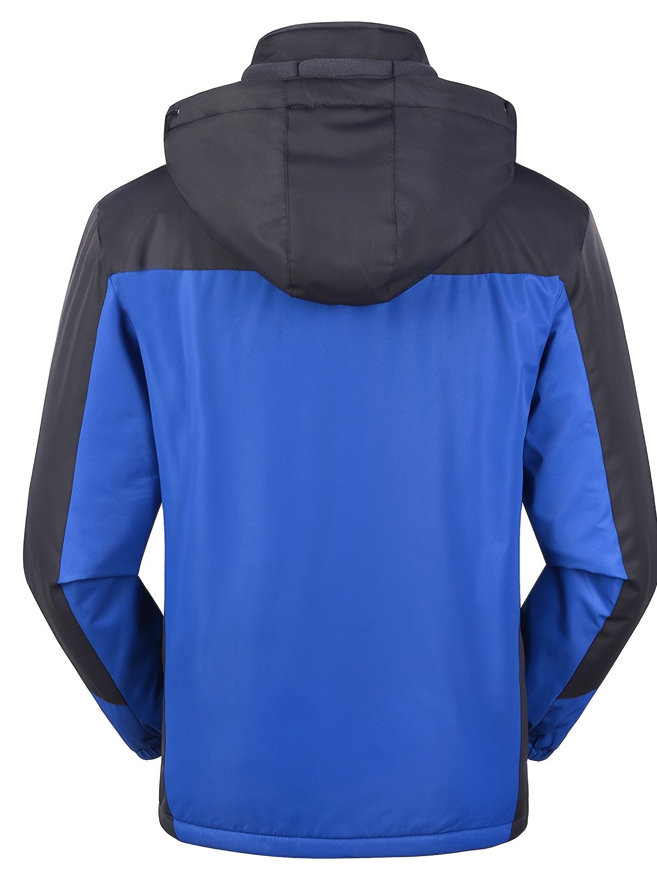 Men'S Casual Color Block Thick Hooded Jacket, Windproof Single-Layer Fleece Jacket for Fall Winter Jacket Gifts -
