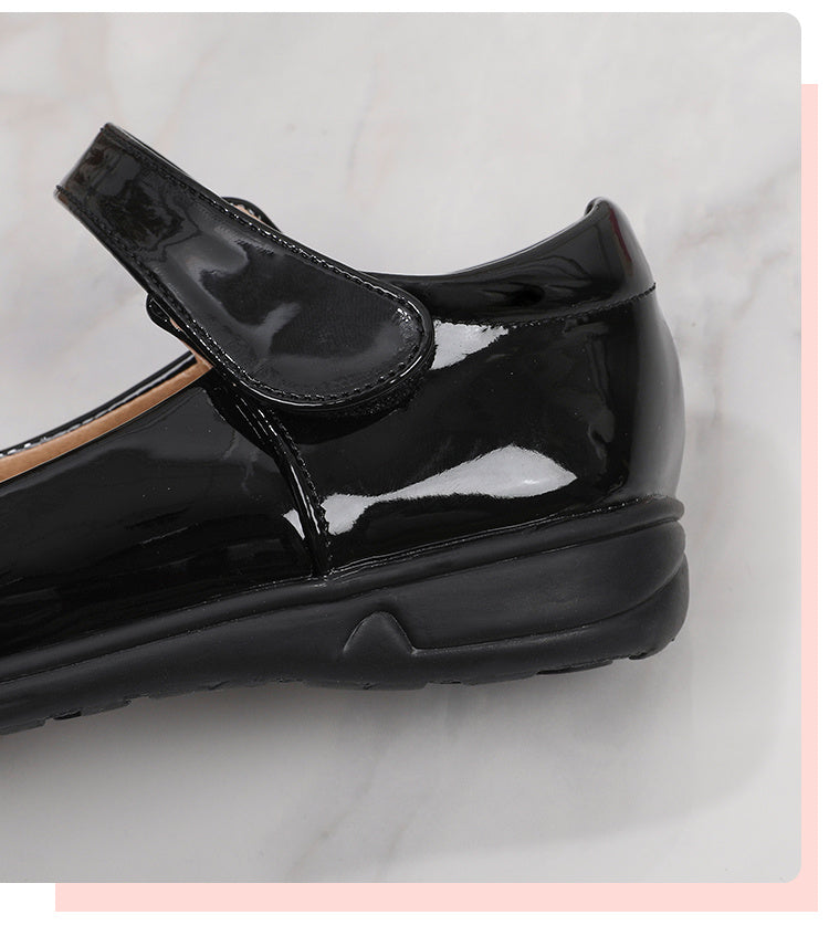 Girls' Black Mary Jane Shoes with Bow Detail - Non-Slip Synthetic Faux, Ideal for Performances & School Uniforms -