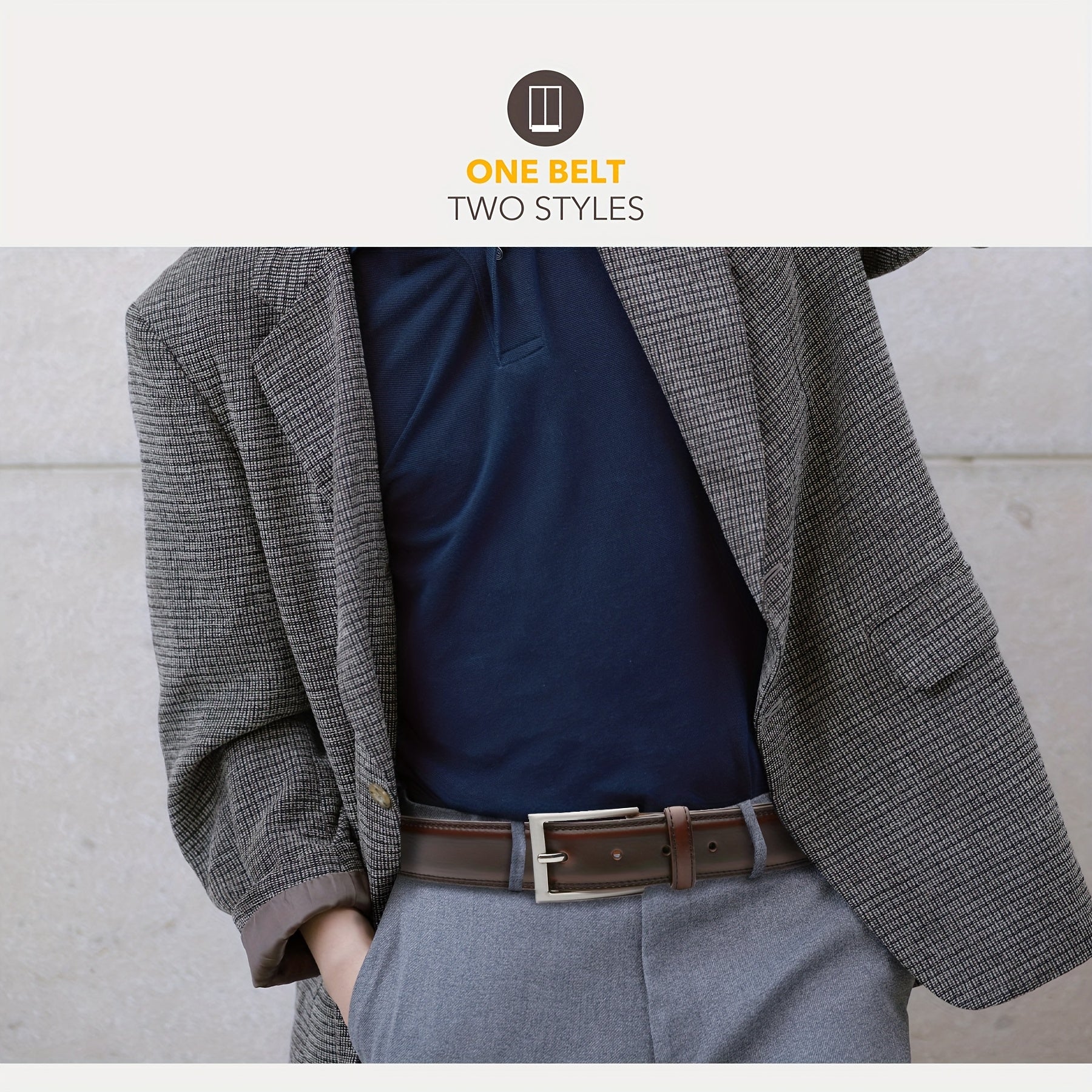 Men's Leather Belt, Fashion & Classic Casual Belt with Single Prong Buckle for Jeans, Pants, Work And Business, Gift for Dad & Husband -