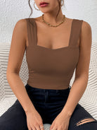 Stretchy Women's Crop Tank Top - Casual Everyday Essential - Soft, Breathable, Sleeveless, Solid Color, Comfortable, Relaxed Fit, Women's Clothing -