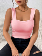 Stretchy Women's Crop Tank Top - Casual Everyday Essential - Soft, Breathable, Sleeveless, Solid Color, Comfortable, Relaxed Fit, Women's Clothing -