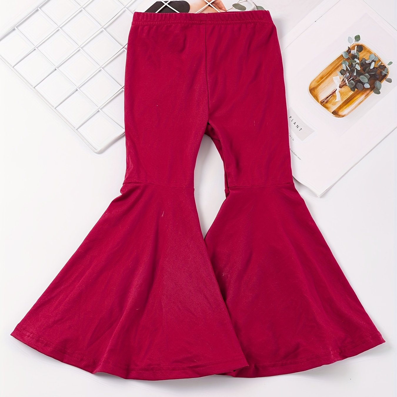 Girls' High-Waisted Flared Pants - Stretchy Bell-Bottoms, Non-Belted Waist, for Dance, Everyday & Formal Events - Spring/Fall Pants for Girls - Easy-Care Outfit, Dance Attire, Non belted Design, Comfortable Fit, Perfect for O -