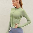 Women's Activewear: Solid Color Full Zipper Jacket With Turtle Neck, Long Sleeve & Thumb Hole For Fitness & Sports -