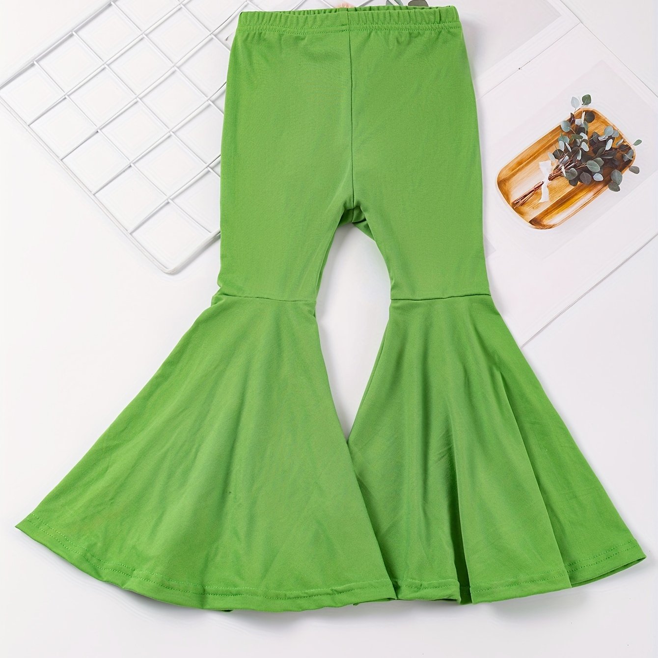 Girls' High-Waisted Flared Pants - Stretchy Bell-Bottoms, Non-Belted Waist, for Dance, Everyday & Formal Events - Spring/Fall Pants for Girls - Easy-Care Outfit, Dance Attire, Non belted Design, Comfortable Fit, Perfect for O -