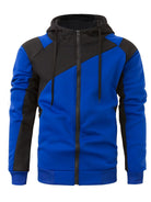Men's Casual Color Block Zip Up Jacket With Hood - Varsity Style - Soft Fleece Lining - Perfect for Fall/Winter - Ideal Gift for Teenagers & Young Adults -