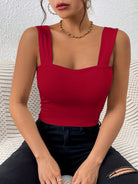 Stretchy Women's Crop Tank Top - Casual Everyday Essential - Soft, Breathable, Sleeveless, Solid Color, Comfortable, Relaxed Fit, Women's Clothing -