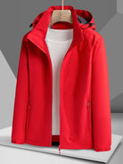 Women's Autumn and Winter Outdoor Sports Casual Warm Fleece Lined Windproof Stand Collar Jacket -