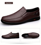 Step into comfort and safety with these men's genuine leather slip-on, slip-resistant shoes! -