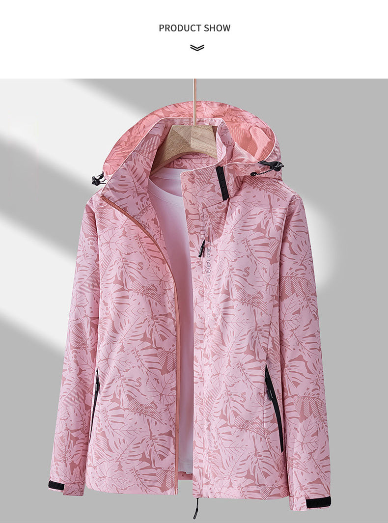 Women'S Windproof Jacket with Full-Zip Front - Lightweight Outdoor Coat, Stand Collar, Non-Stretch Fabric for Hiking, Camping, Travel - Bright Pink Windproof Shell (Spring/Fall/Summer) - Easy-Care Design, Hiking Gear, Camping -