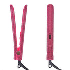 Style like a pro with this 2-in-1 professional hair straightener and curler, encrusted for that extra glam! -
