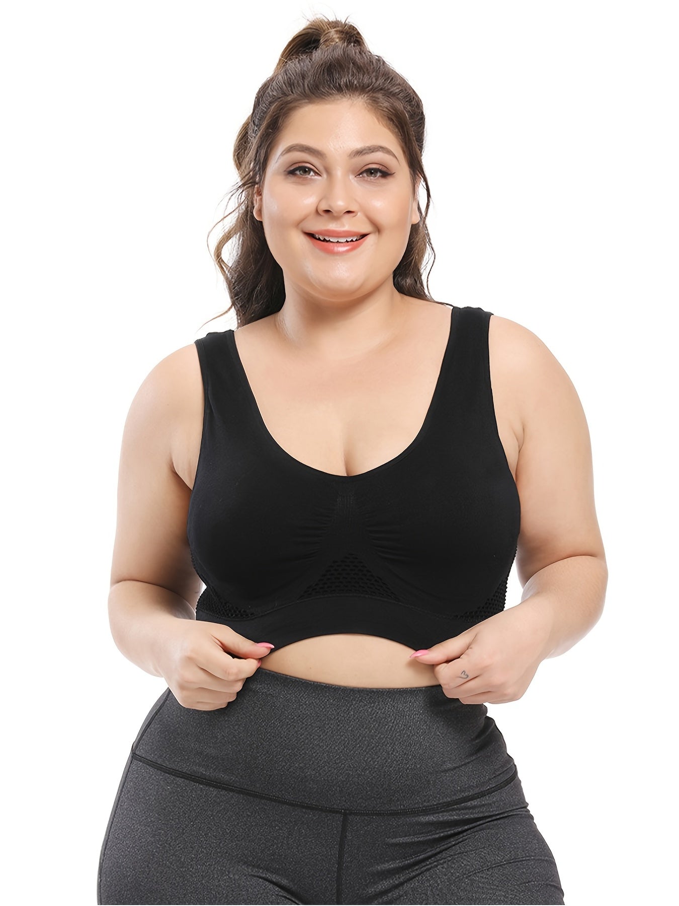 [Gentle Care] Plus Size Seamless Sports Bra for Women - Purple, Breathable Mesh Fabric, Push-Up with Removable Pads, Comfort Fit Vest Style, Sizes 36XL to 40XL, Plus Size Bra -