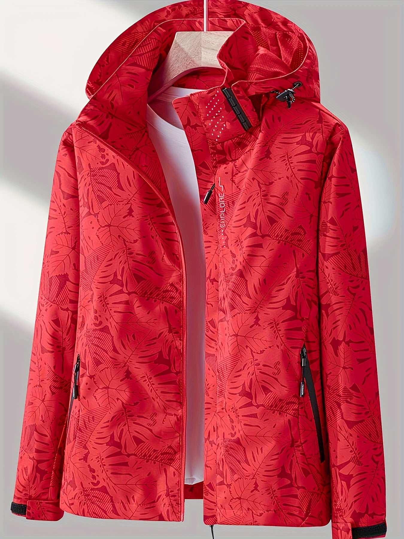 Women'S Windproof Jacket with Full-Zip Front - Lightweight Outdoor Coat, Stand Collar, Non-Stretch Fabric for Hiking, Camping, Travel - Bright Pink Windproof Shell (Spring/Fall/Summer) - Easy-Care Design, Hiking Gear, Camping -