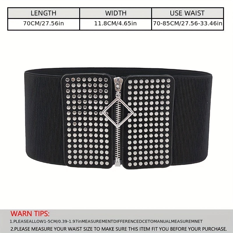 Wide Elastic Studded Belt Female Waist Gothic Plus Size Stretch Girdle Ladies Long Belts For Women Corset Waistband -