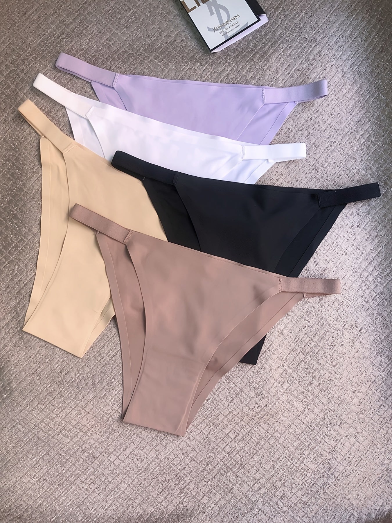 5pcs Seamless Women's Bikini Panties - Comfortable, Stretchy Nylon/Elastane Blend, Low-Rise, Solid Color in Casual to Yoga Fitness Wear, Breathable & Soft -