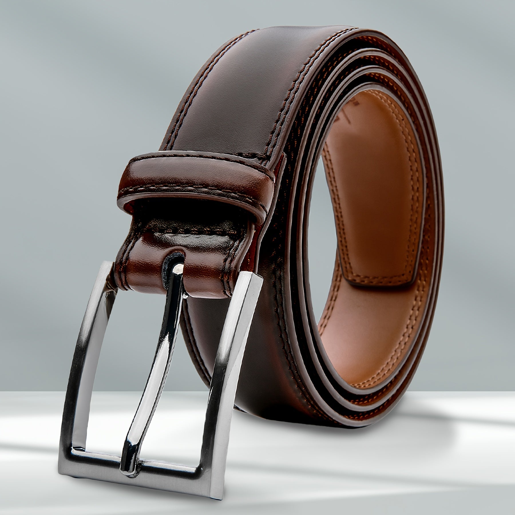 Men's Leather Belt, Fashion & Classic Casual Belt with Single Prong Buckle for Jeans, Pants, Work And Business, Gift for Dad & Husband -