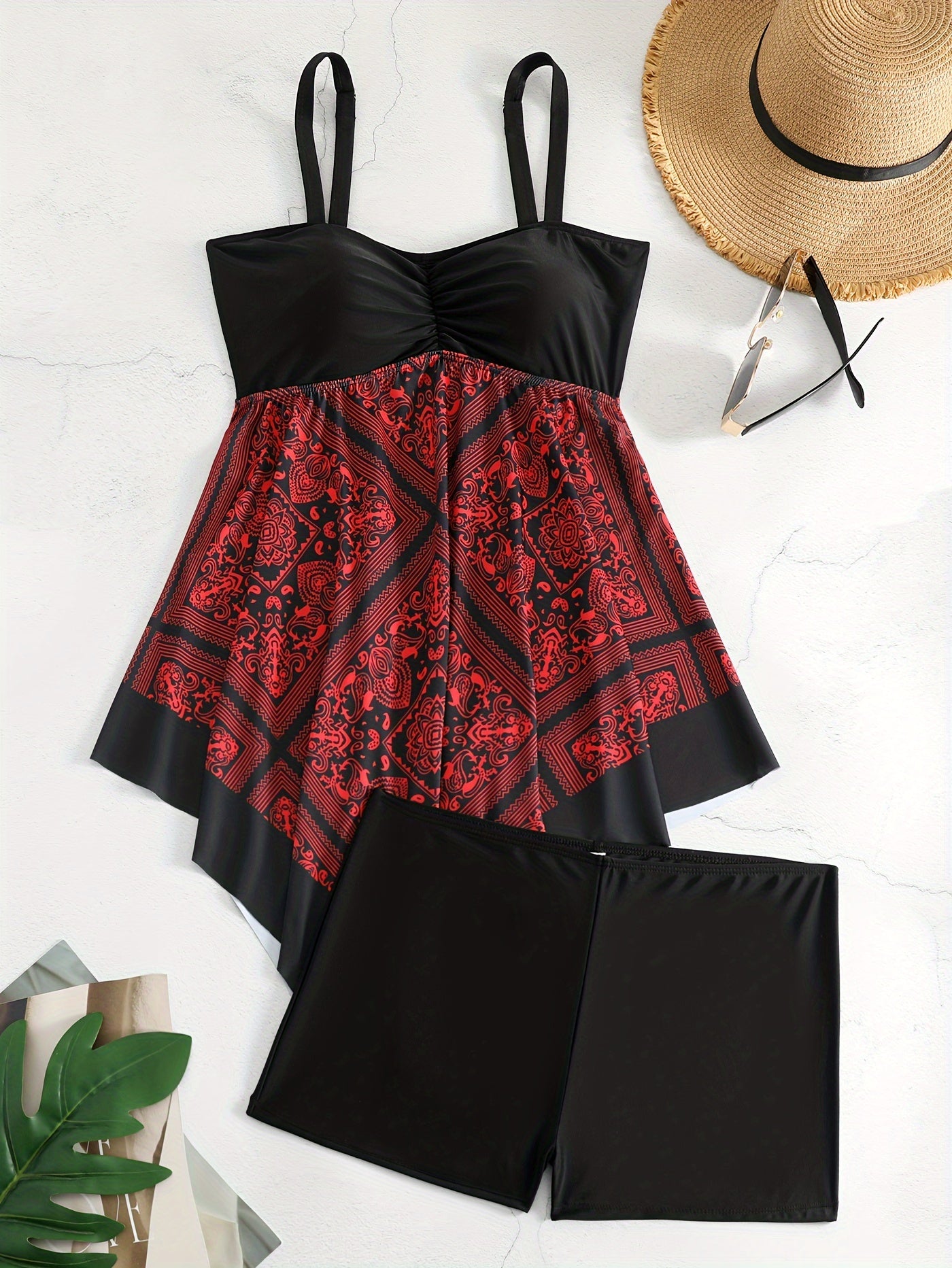 Plus Size Women's Printed One-Piece Swimsuit, Sexy Print Swimwear -