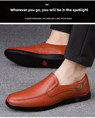 Step into comfort and safety with these men's genuine leather slip-on, slip-resistant shoes! -