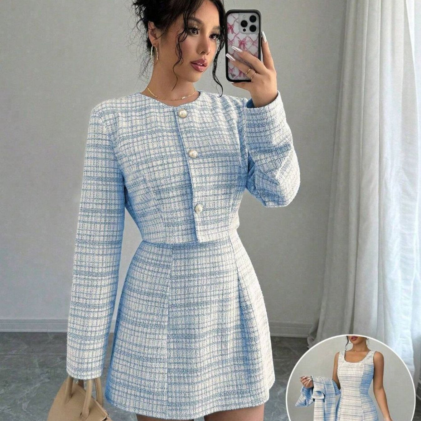 Elevate your style with this fashionable and elegant two-piece dress set for women—perfect for making a chic, polished statement! -