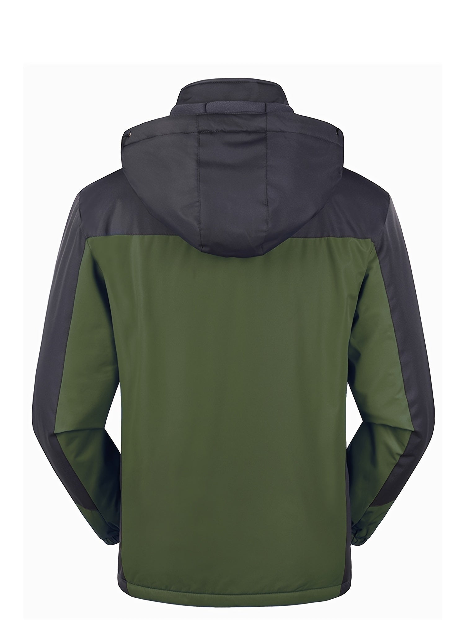 Men'S Casual Color Block Thick Hooded Jacket, Windproof Single-Layer Fleece Jacket for Fall Winter Jacket Gifts -