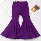 Girls' High-Waisted Flared Pants - Stretchy Bell-Bottoms, Non-Belted Waist, for Dance, Everyday & Formal Events - Spring/Fall Pants for Girls - Easy-Care Outfit, Dance Attire, Non belted Design, Comfortable Fit, Perfect for O -
