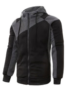 Men's Casual Color Block Zip Up Jacket With Hood - Varsity Style - Soft Fleece Lining - Perfect for Fall/Winter - Ideal Gift for Teenagers & Young Adults -