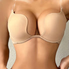 Low Plunge Push Up Bra With Clear Straps Low Cut Convertible Underwire Padded Cleavage Bra, Women's Underwear & Lingerie -