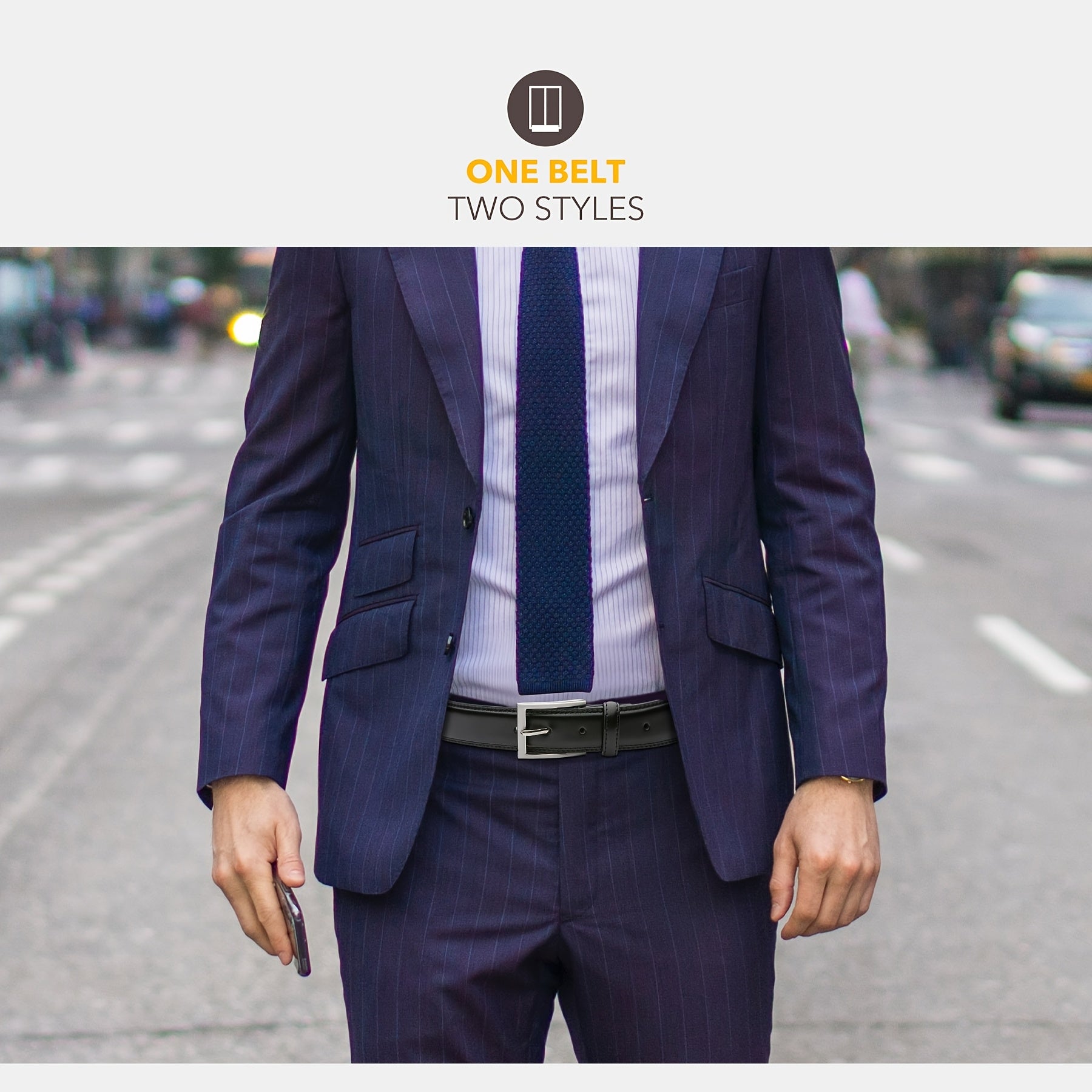 Men's Leather Belt, Fashion & Classic Casual Belt with Single Prong Buckle for Jeans, Pants, Work And Business, Gift for Dad & Husband -
