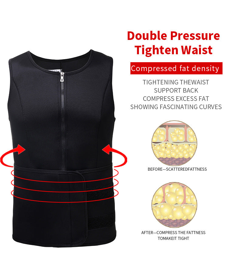 Optimize your workout with this men's adjustable compression tank top and waist trainer set! -