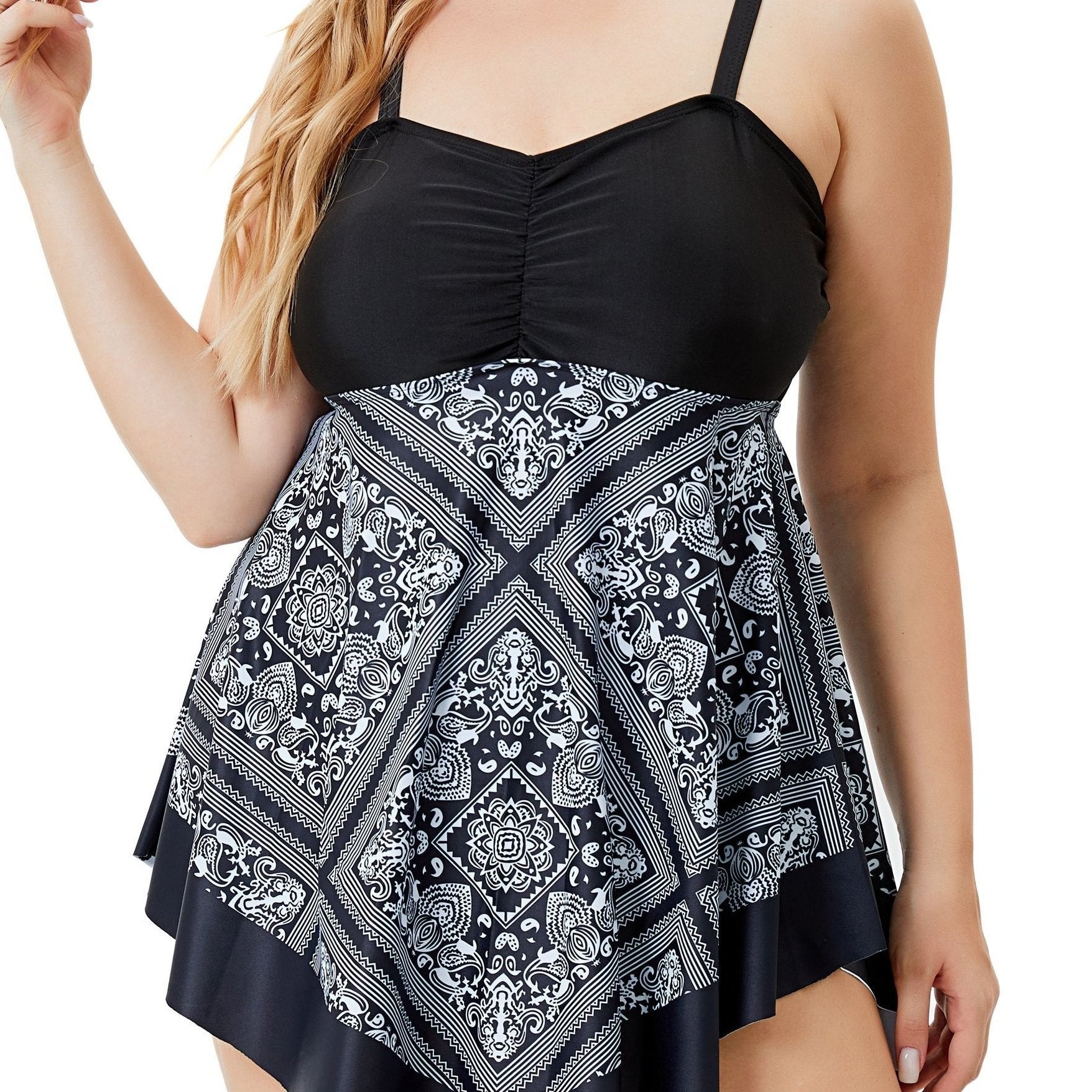 Plus Size Women's Printed One-Piece Swimsuit, Sexy Print Swimwear -