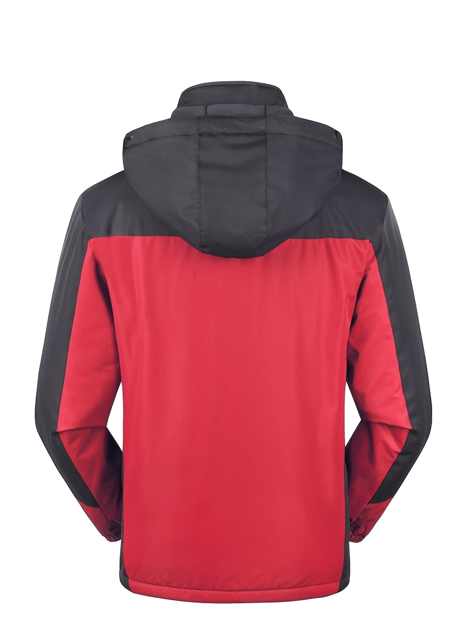 Men'S Casual Color Block Thick Hooded Jacket, Windproof Single-Layer Fleece Jacket for Fall Winter Jacket Gifts -