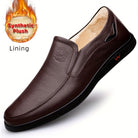 Step into comfort and safety with these men's genuine leather slip-on, slip-resistant shoes! -