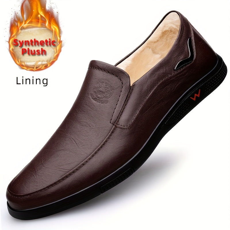 Step into comfort and safety with these men's genuine leather slip-on, slip-resistant shoes! -