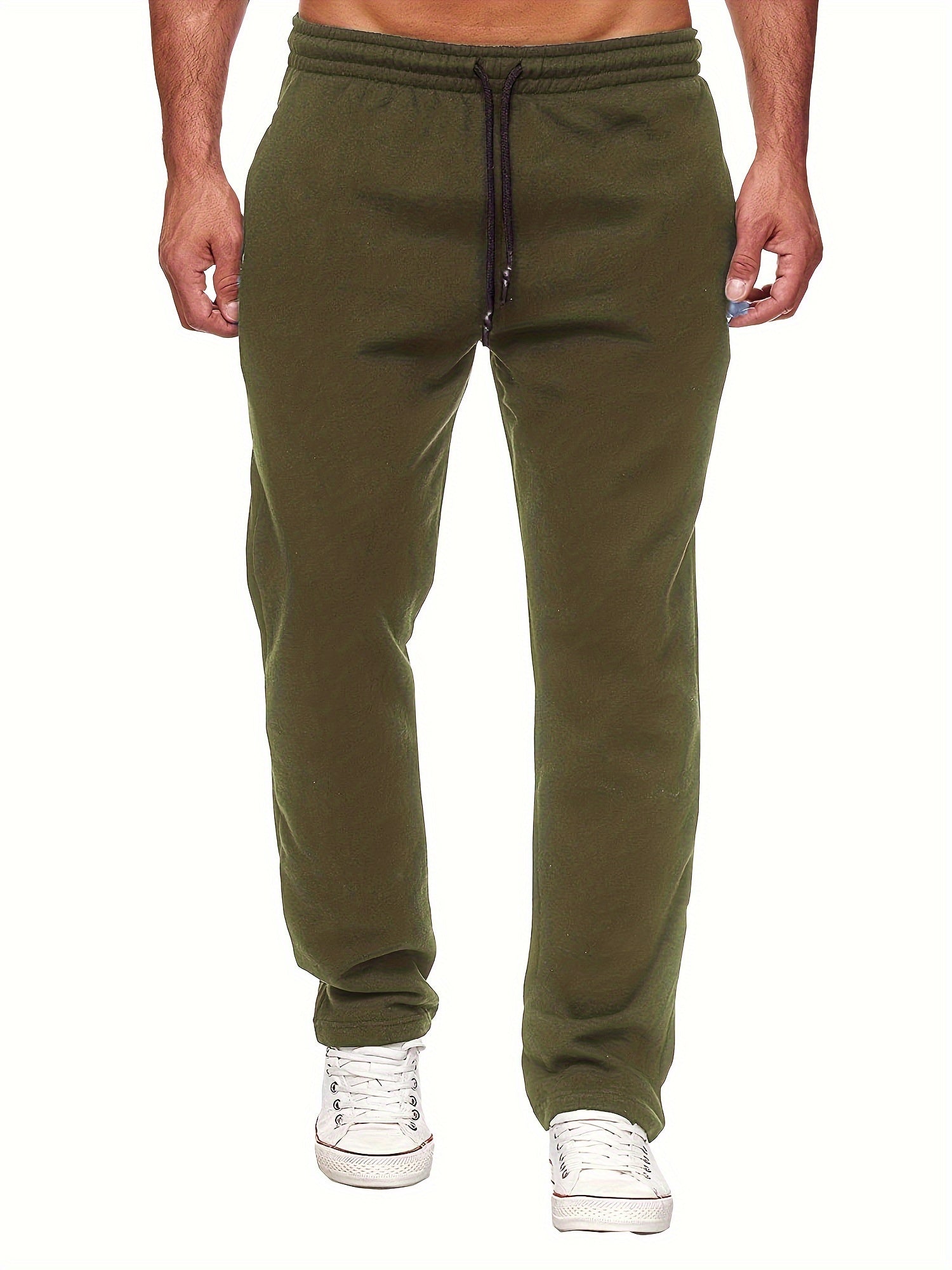 Stay comfy and warm in these men's solid color fleece-lined joggers! -
