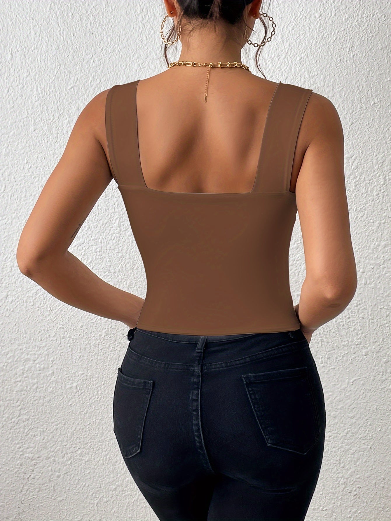 Stretchy Women's Crop Tank Top - Casual Everyday Essential - Soft, Breathable, Sleeveless, Solid Color, Comfortable, Relaxed Fit, Women's Clothing -