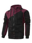 Men's Casual Color Block Zip Up Jacket With Hood - Varsity Style - Soft Fleece Lining - Perfect for Fall/Winter - Ideal Gift for Teenagers & Young Adults -
