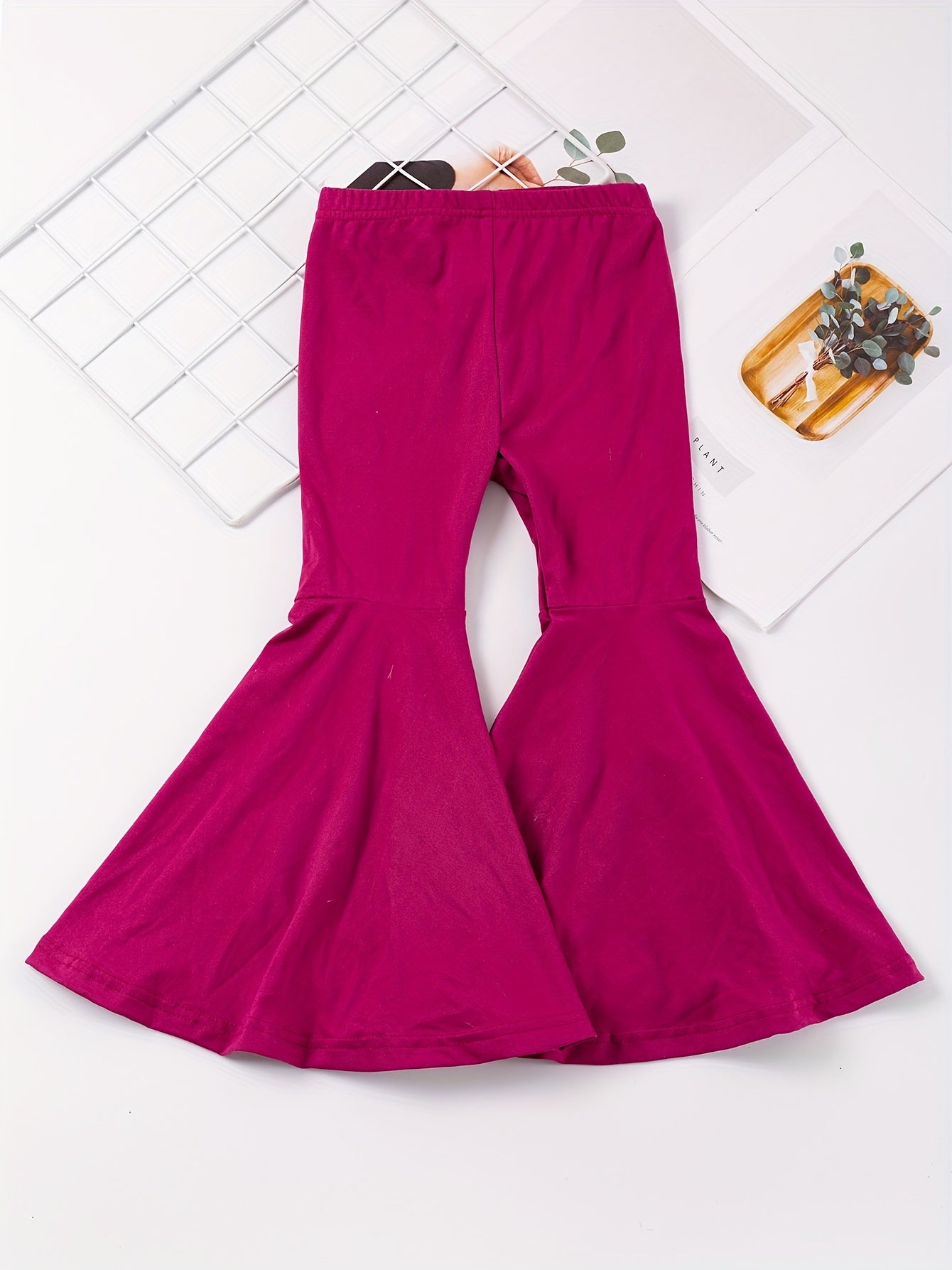 Girls' High-Waisted Flared Pants - Stretchy Bell-Bottoms, Non-Belted Waist, for Dance, Everyday & Formal Events - Spring/Fall Pants for Girls - Easy-Care Outfit, Dance Attire, Non belted Design, Comfortable Fit, Perfect for O -