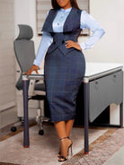 Make a bold statement in this new sexy button-front plaid pencil skirt! -