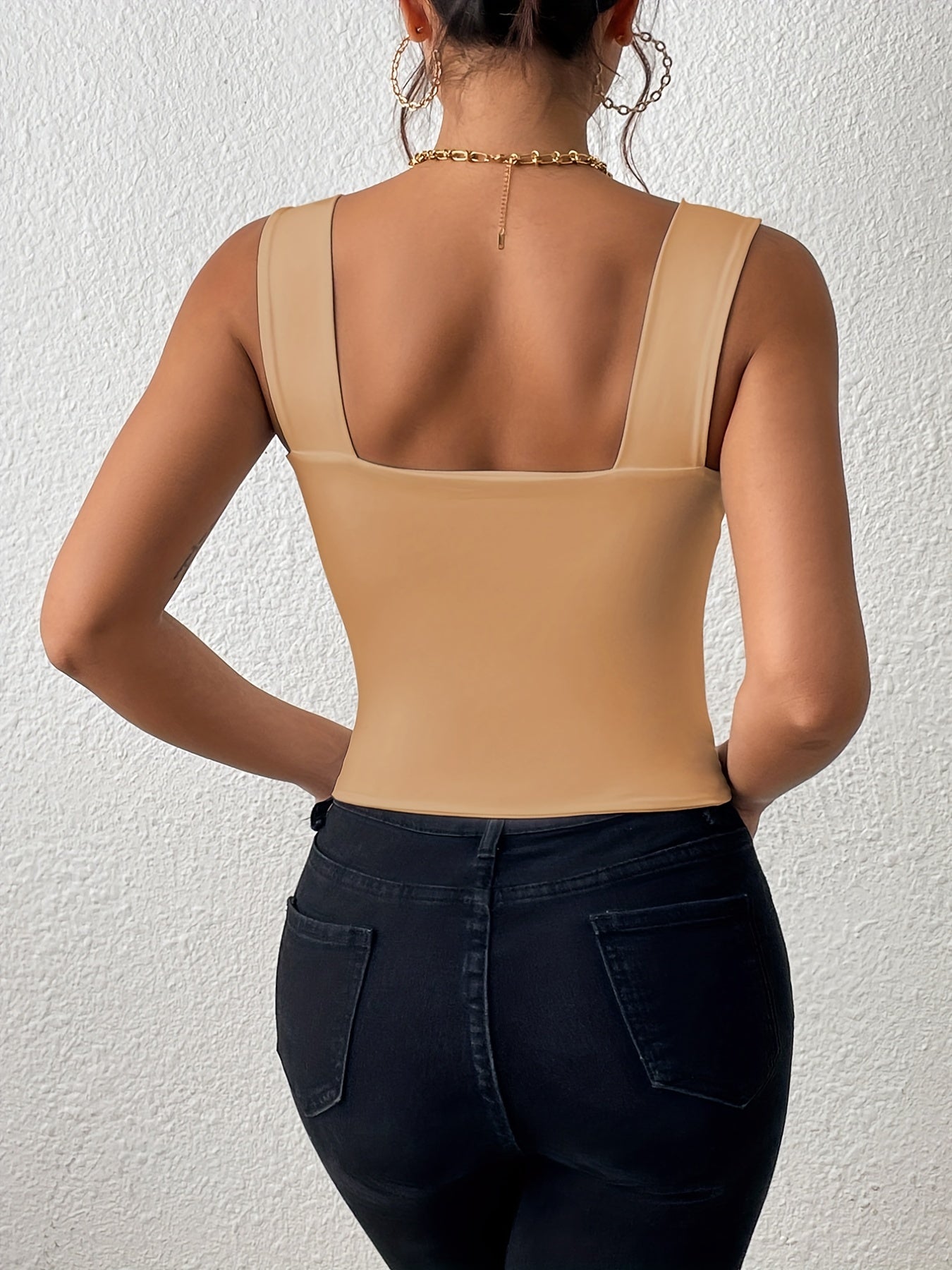 Stretchy Women's Crop Tank Top - Casual Everyday Essential - Soft, Breathable, Sleeveless, Solid Color, Comfortable, Relaxed Fit, Women's Clothing -