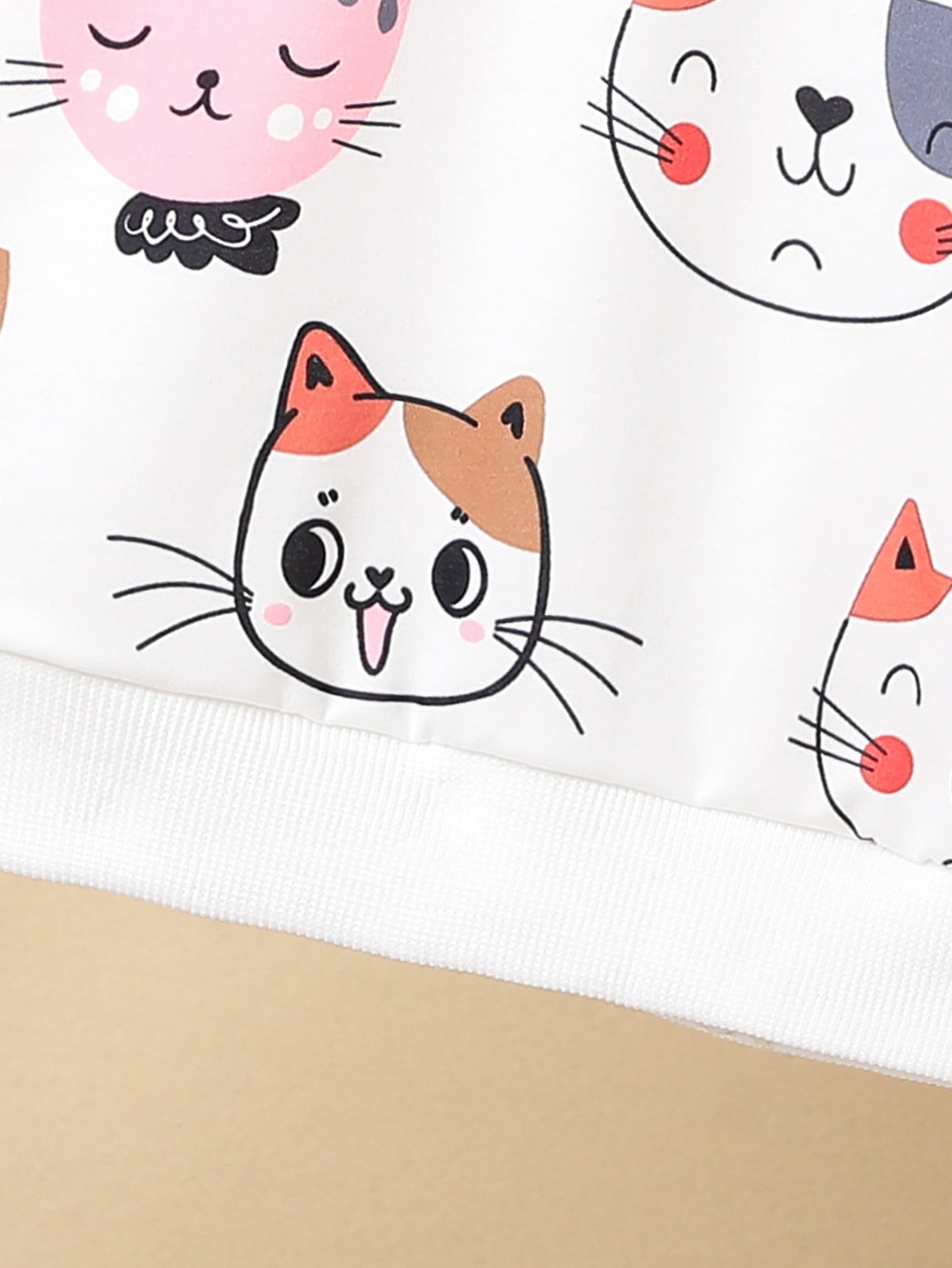 HWMFSNHFZ Girls' Lightweight Long Sleeve Cartoon Cat Print Sweatshirt - Soft Pink Crew Neck Casual Pullover for Spring & Fall, All-Season Comfort, Cute Sweaters -
